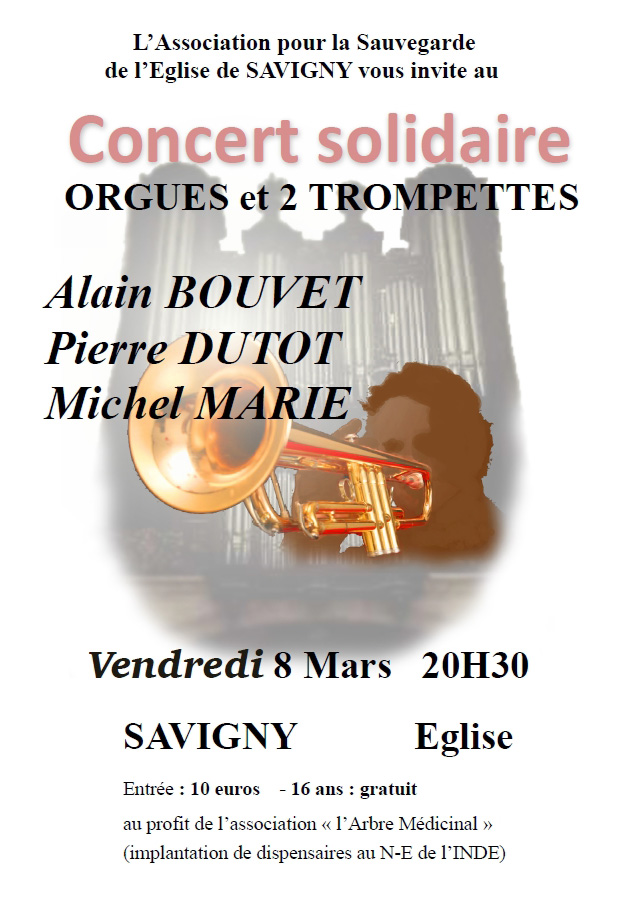 Affiche concert Orgues et trompettes du 8 mars 2019