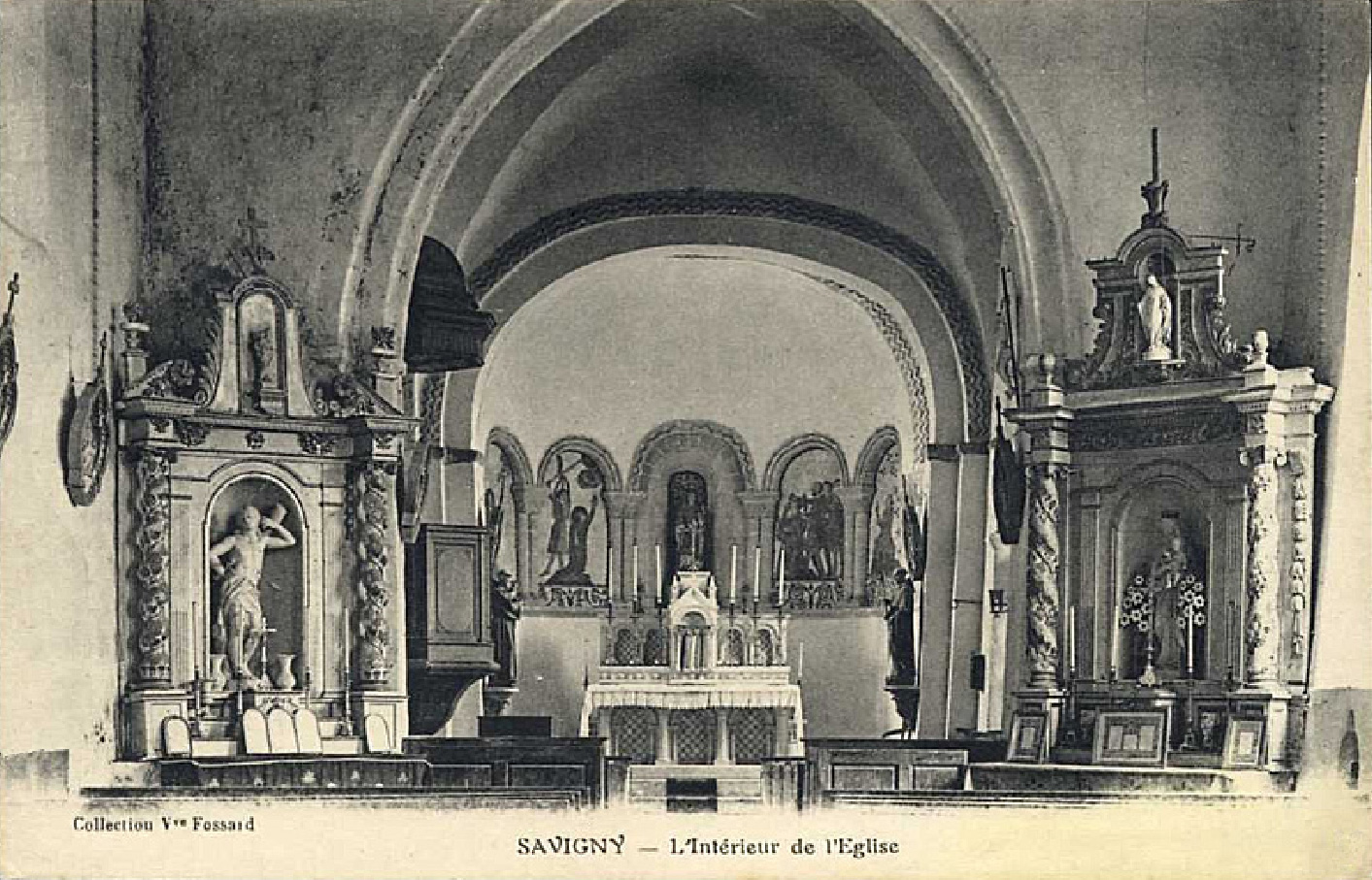 carte postale ancienne de l'église de Savigny